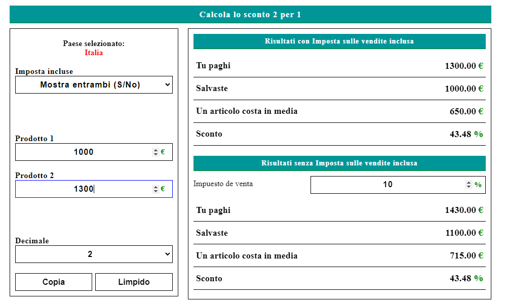 Calcolo Sconto Percentuale